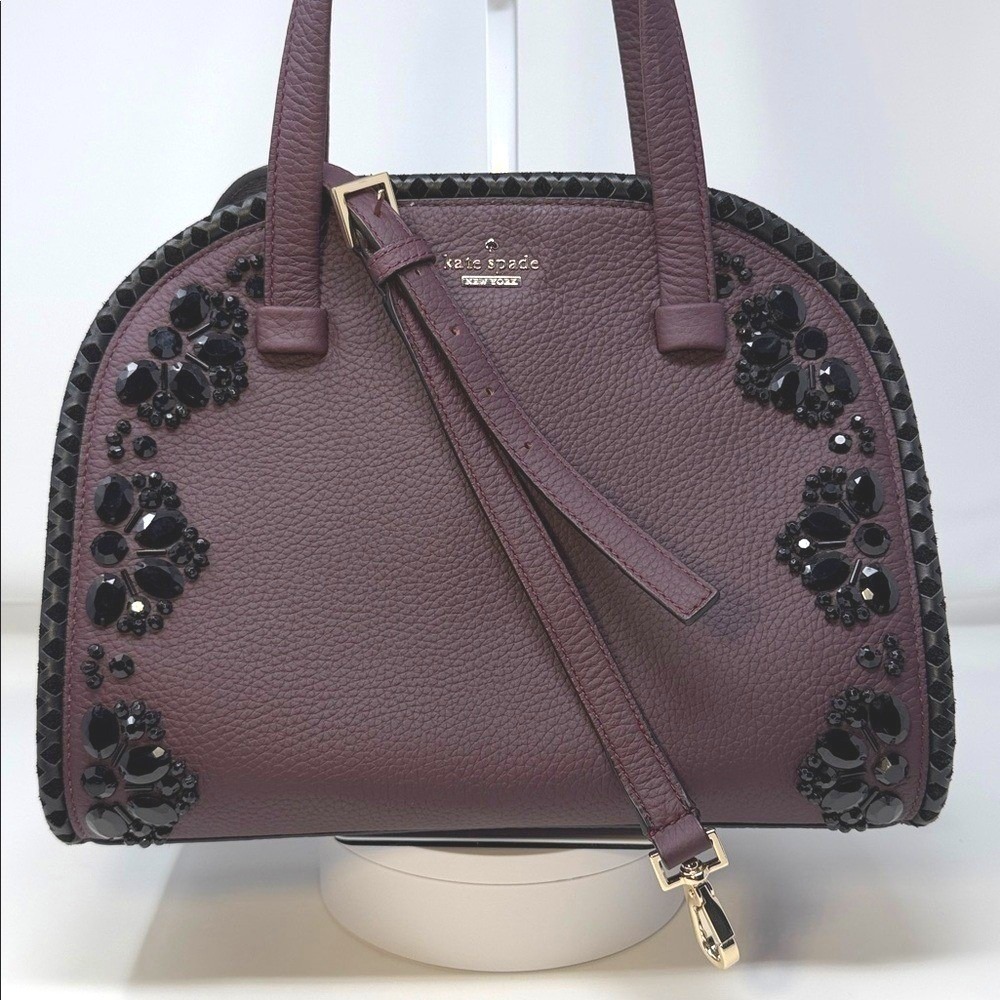 Kate Spade Plum and Black Floral Satchel